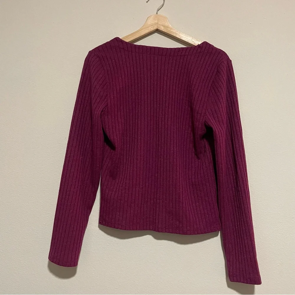 Anthropologie Maeve Purple Shimmer Meryl Button-Front Top, Size Large - Picture 3 of 4